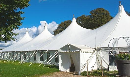 portable toilets arranged for a event, providing quick and easy access for attendees in Meeker